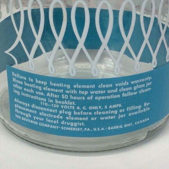 Vintage DeVilbiss No. 145 Vaporizer Humidifier Aqua Blue Glass Piece ONLY - Picture 5 of 6